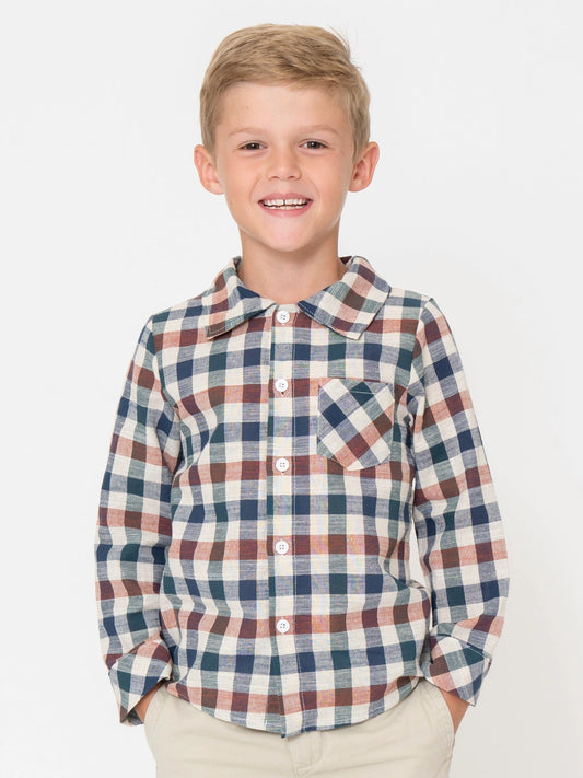 Fall Vintage Plaid Button Up