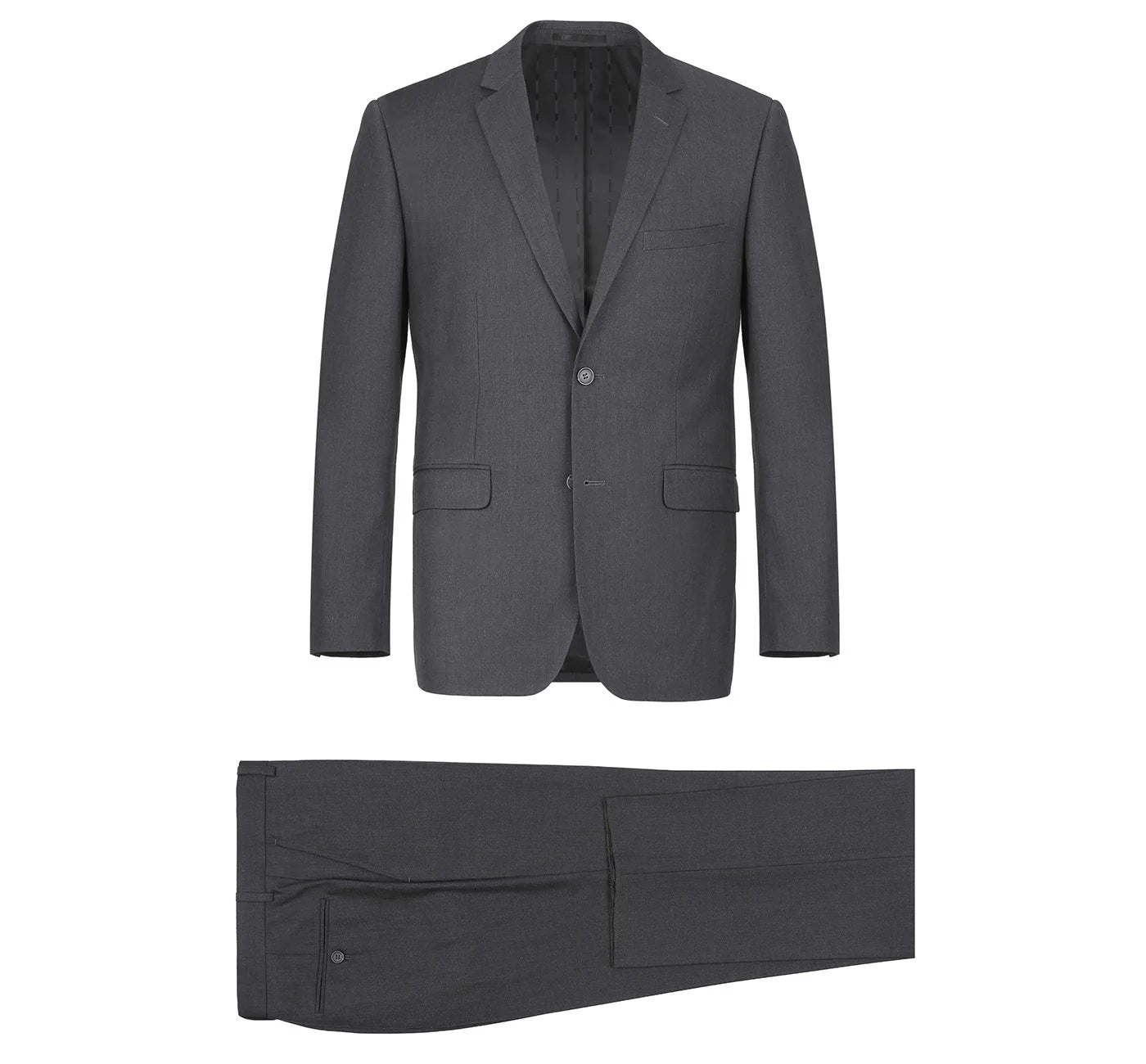 Unfinished Flat Front Suit Pants | Charcoal