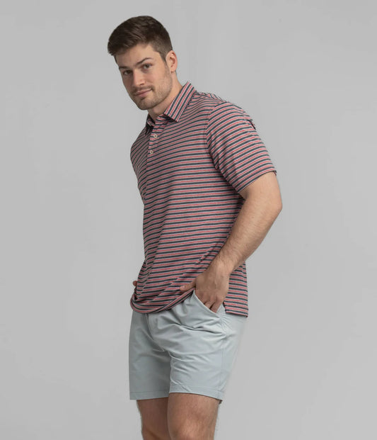 Cahaba Heather Stripe Polo | Black Cherry