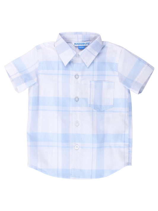 Youth Windowpane Button Down Polo | Blue