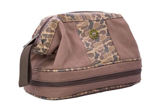 Shot Shell Brown Waxed Canvas Old School Camo Toiletry Bag
