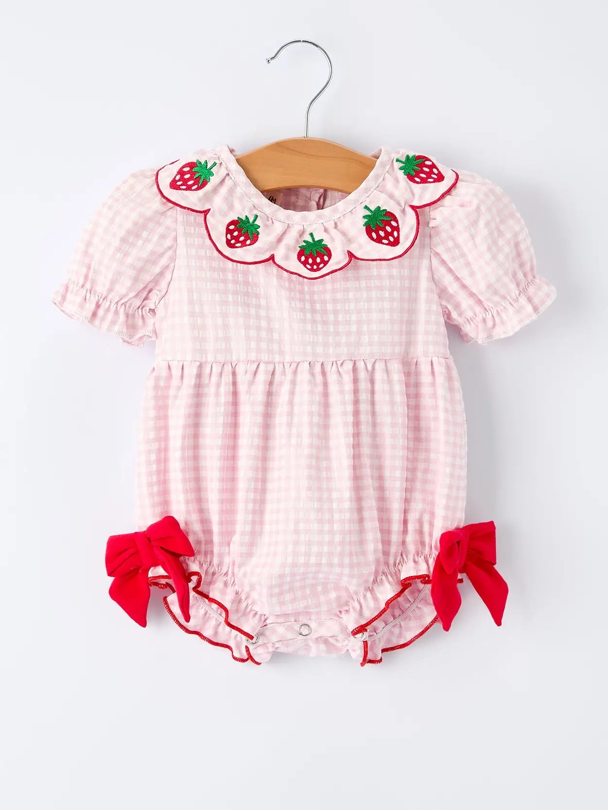 Plaid Smocked Strawberry Romper