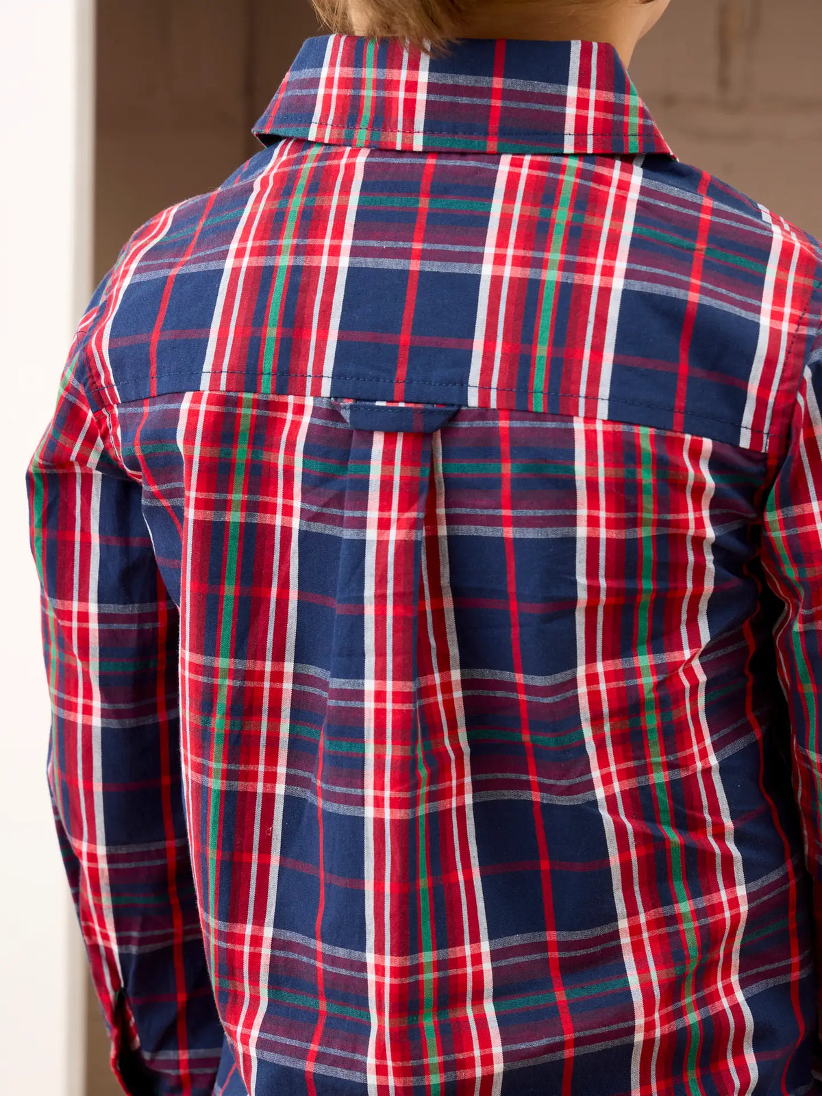 Youth Navy Plaid Button Down