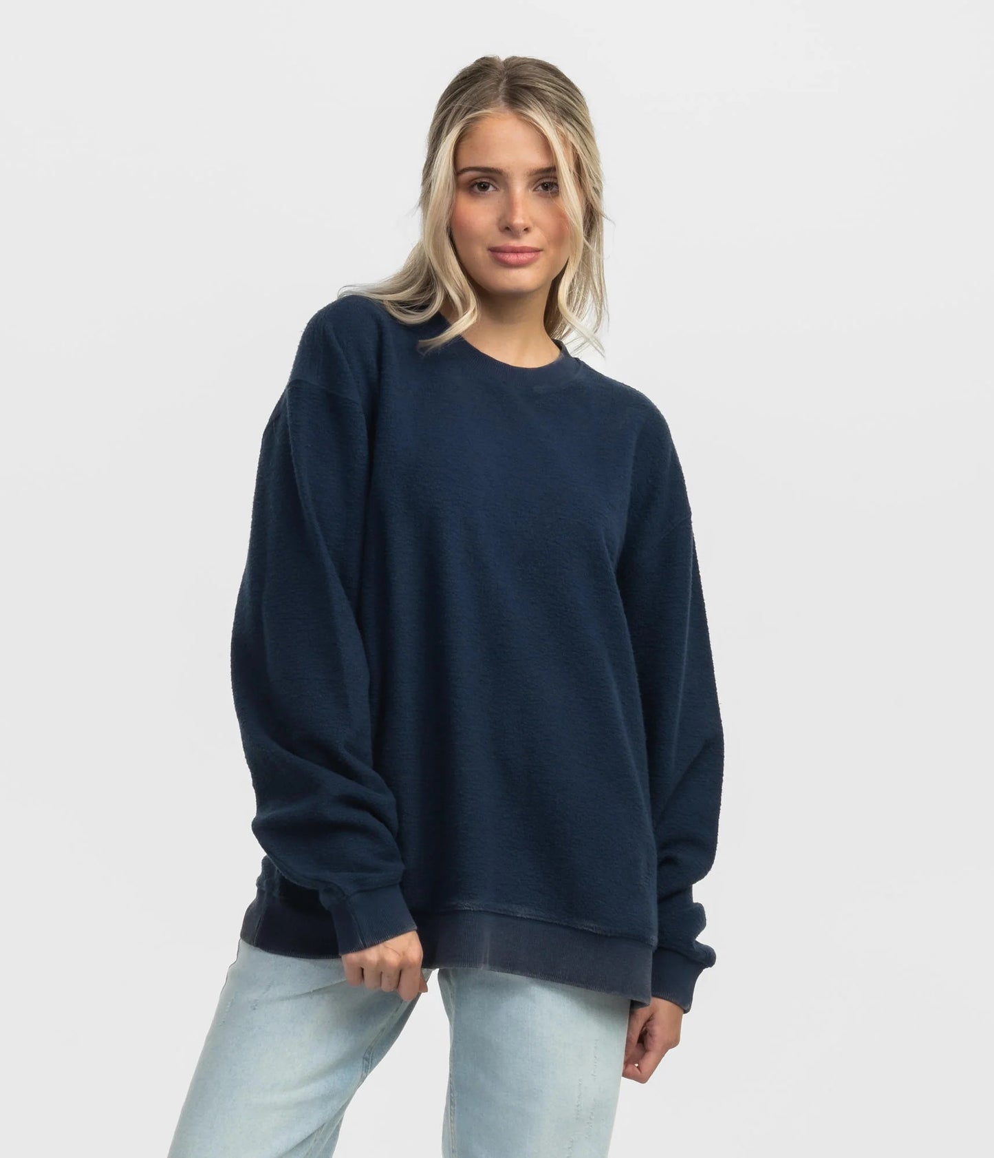 Navy Inside Out Fuzzy Sweatshirt