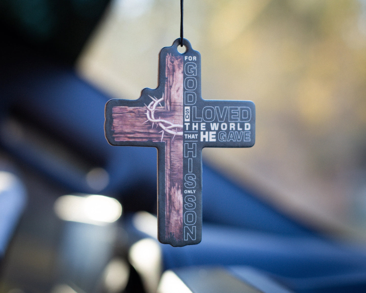 Wooden Cross Air Freshener | Leather