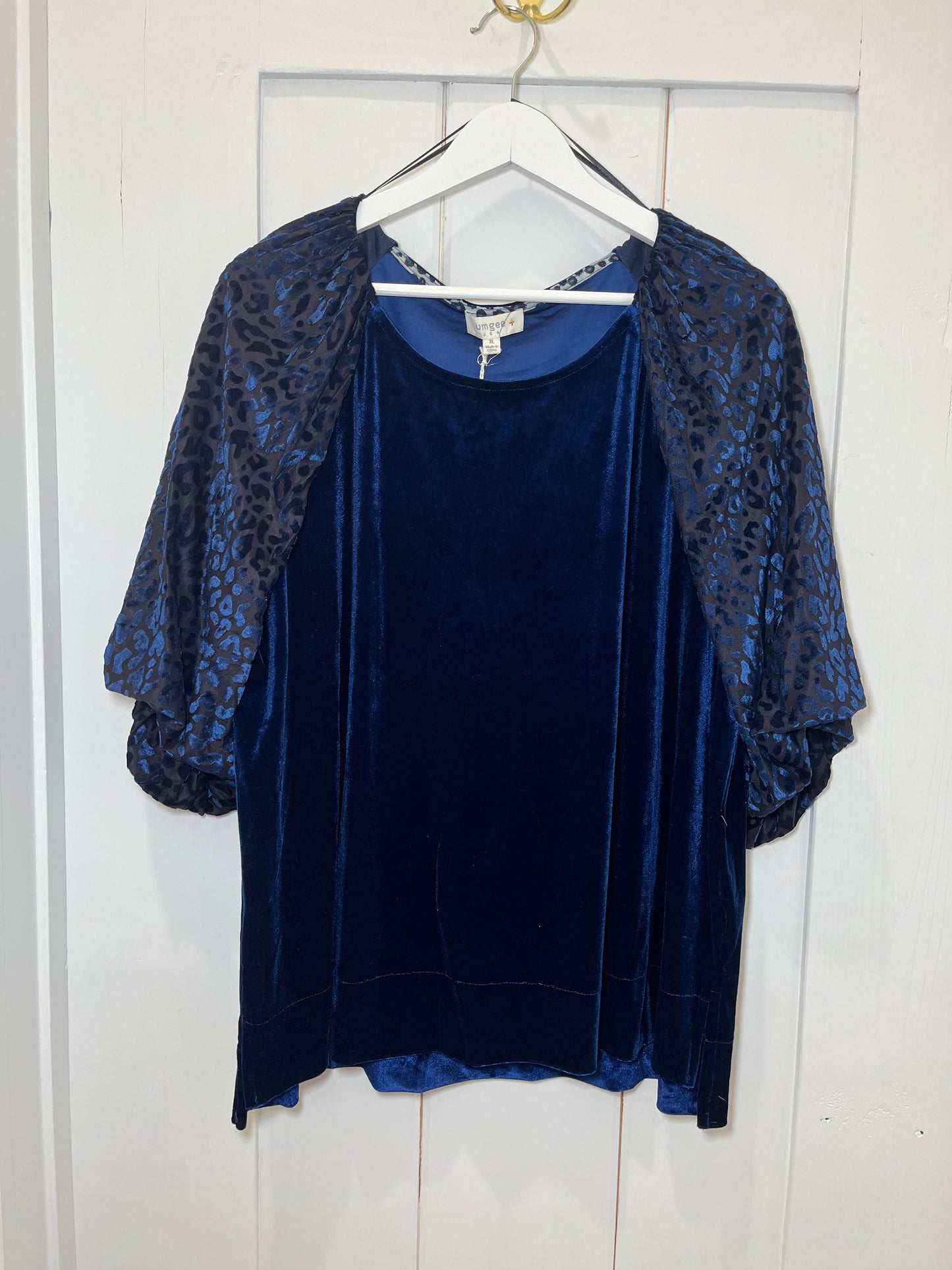 Plus Size Velvet Navy Top