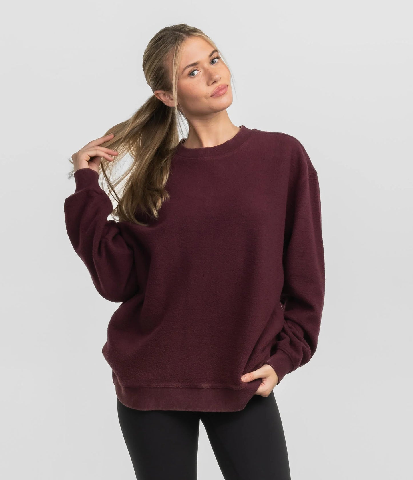 Plum Inside Out Fuzzy Sweatshirt