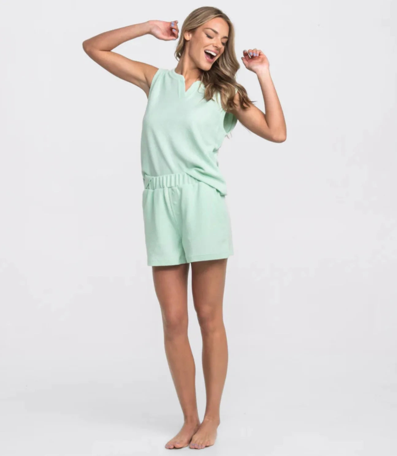 Textured Knit Lounge Shorts | Marina Mist