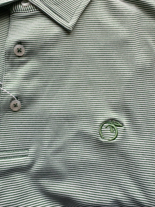 Heathered Jasmine Performance Polo | Pine Green & White