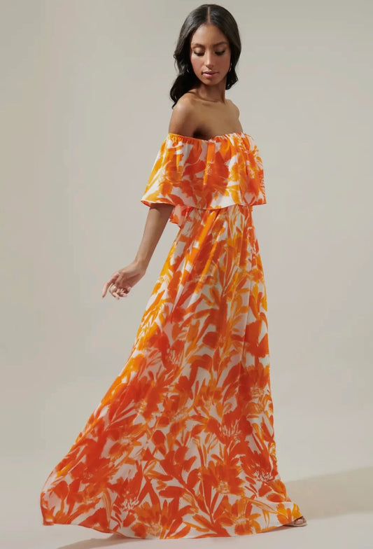 Dreamsicle Off the Shoulder Maxi Dress