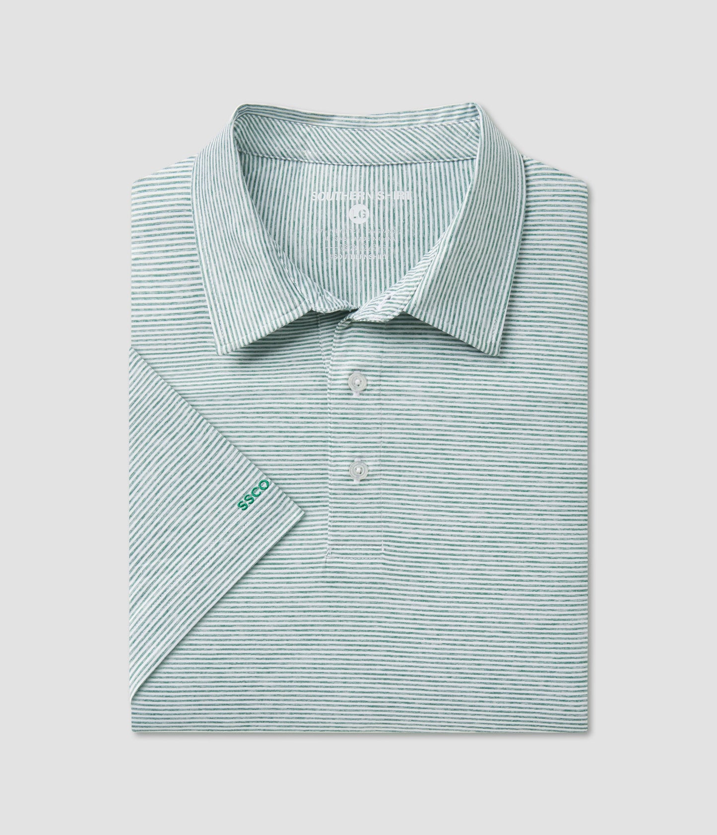 Heather Madison Stripe Polo | Evergreen