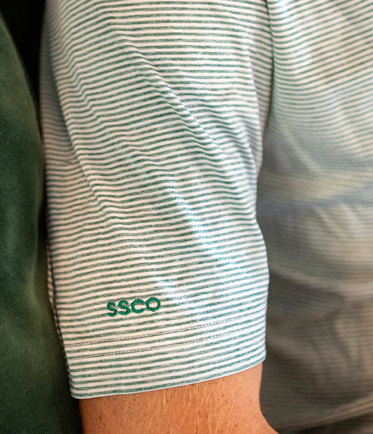 Heather Madison Stripe Polo | Evergreen