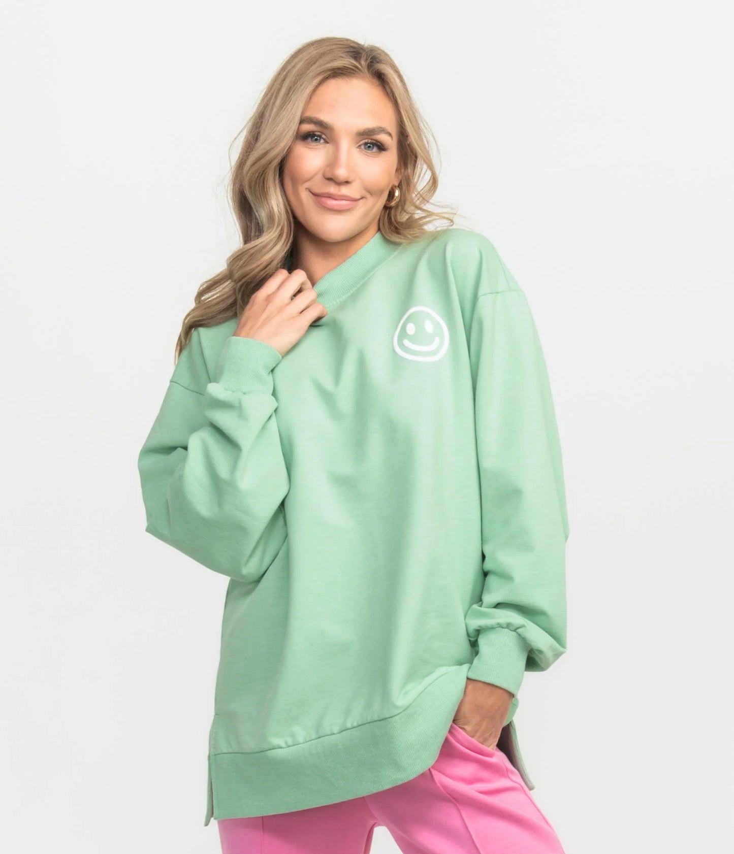 Happy Thoughts Puff Sweatshirt | Sour Apple