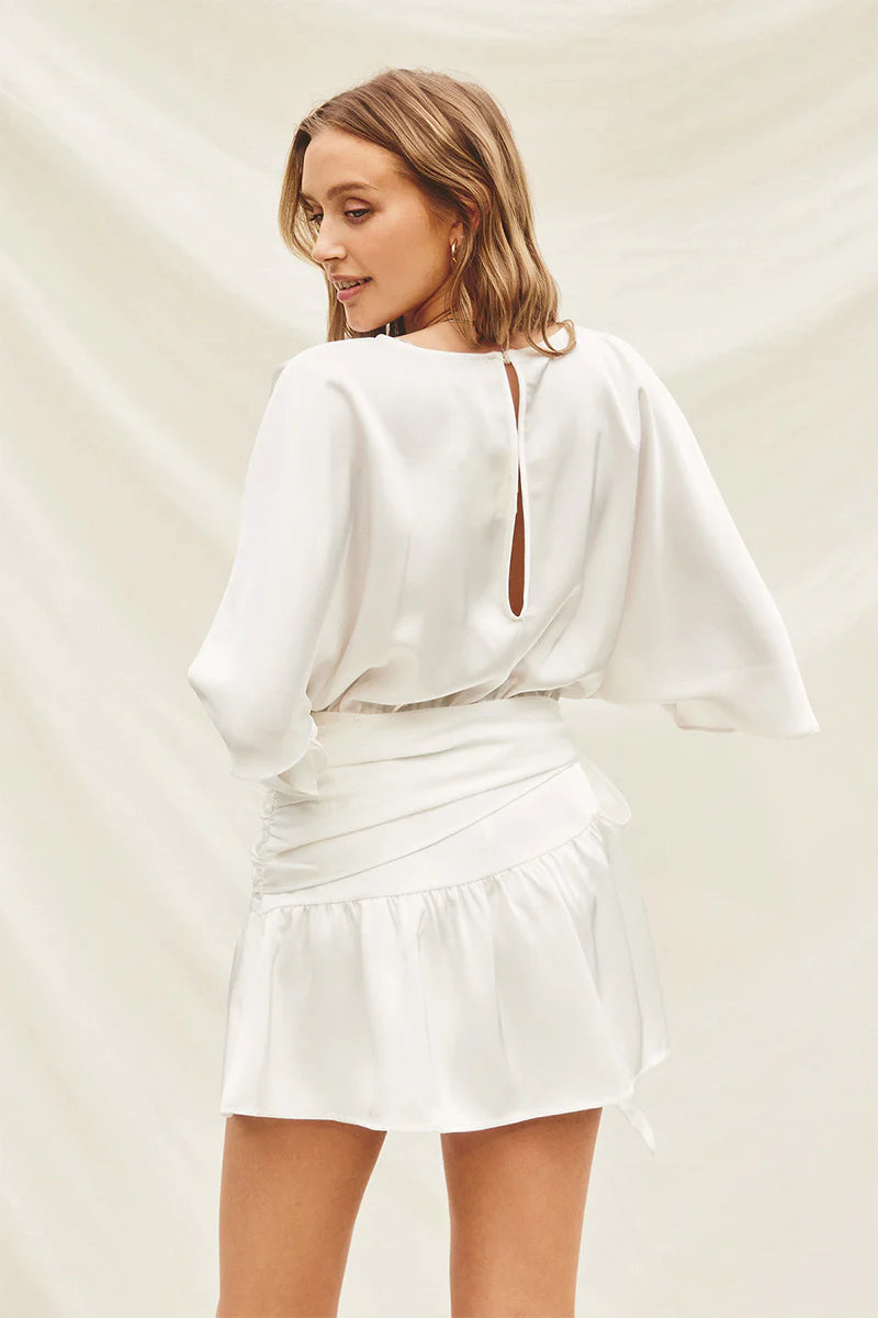 Satin Flutter Sleeve Romper
