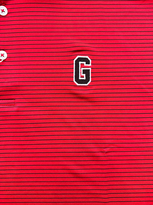 UGA Block G Betula Stripe Performance Polo | Red & Black