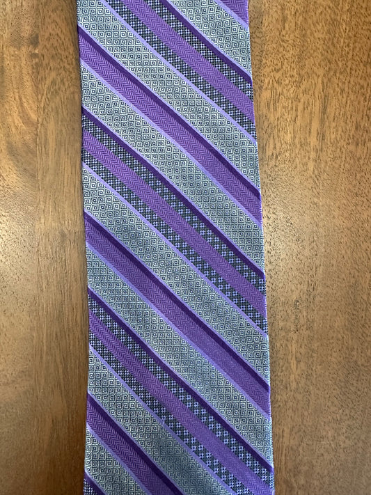 Purple Stripe Silk Woven Tie