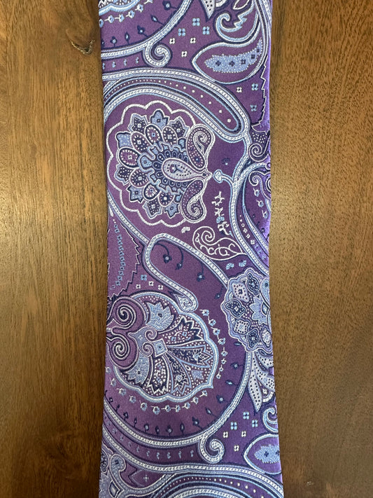Purple Paisley Silk Woven Tie