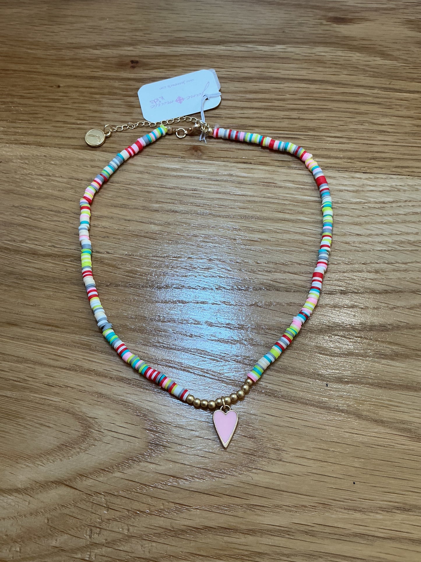 Girls Multi Color Beaded Heart Necklace | Jane Marie