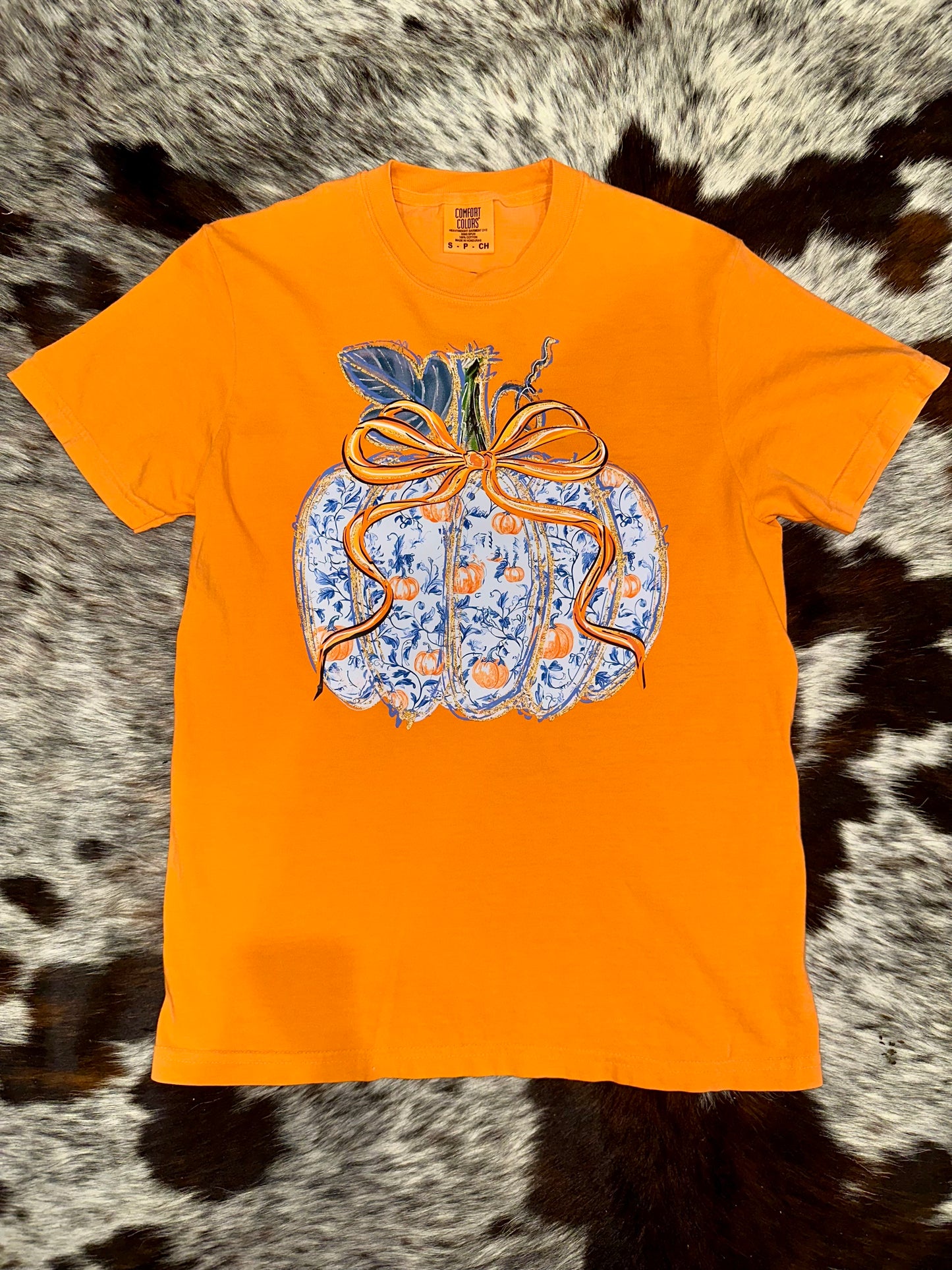 Floral Blue Pumpkin Tee