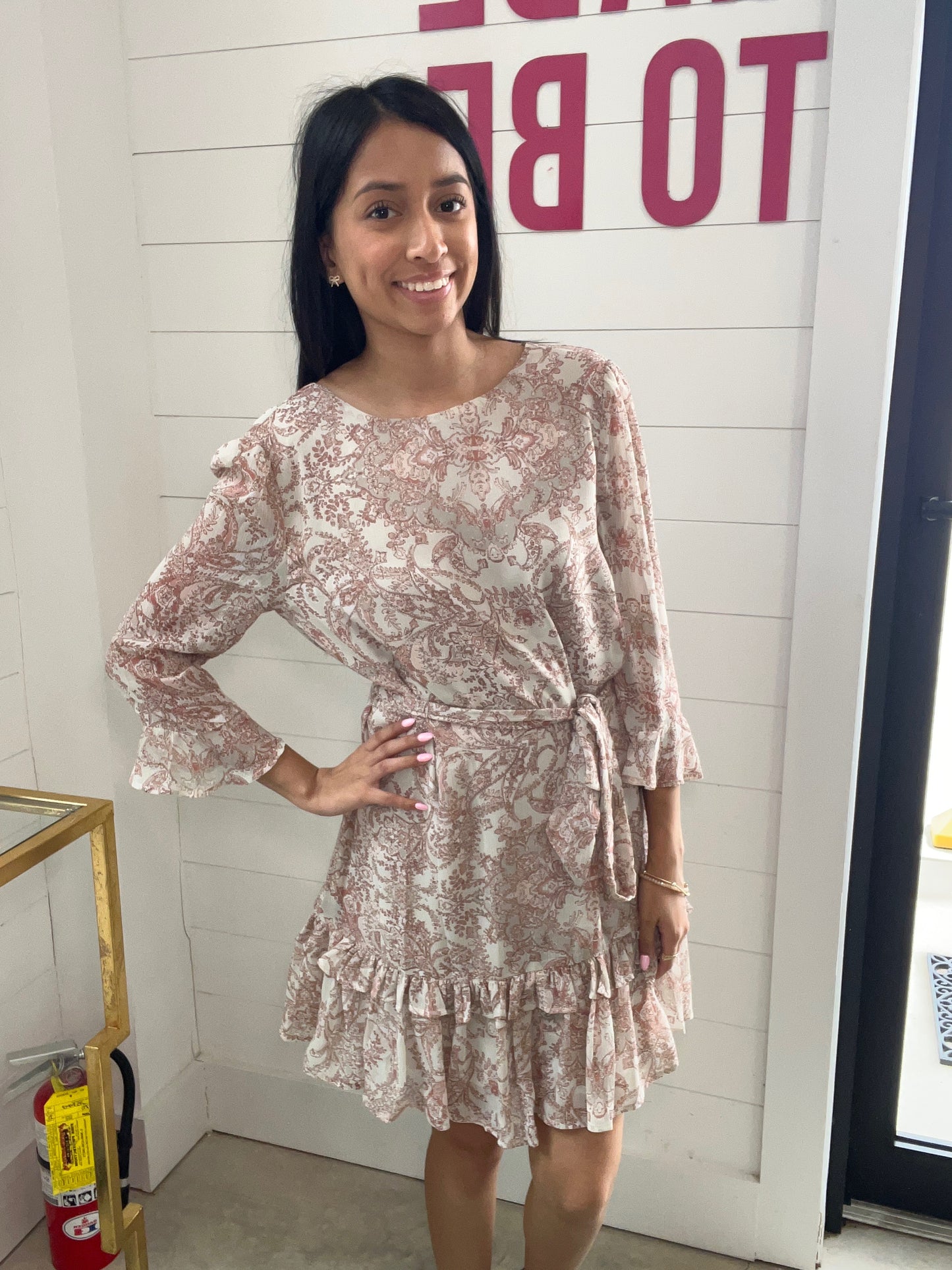 Paisley Ruffle Mini Dress