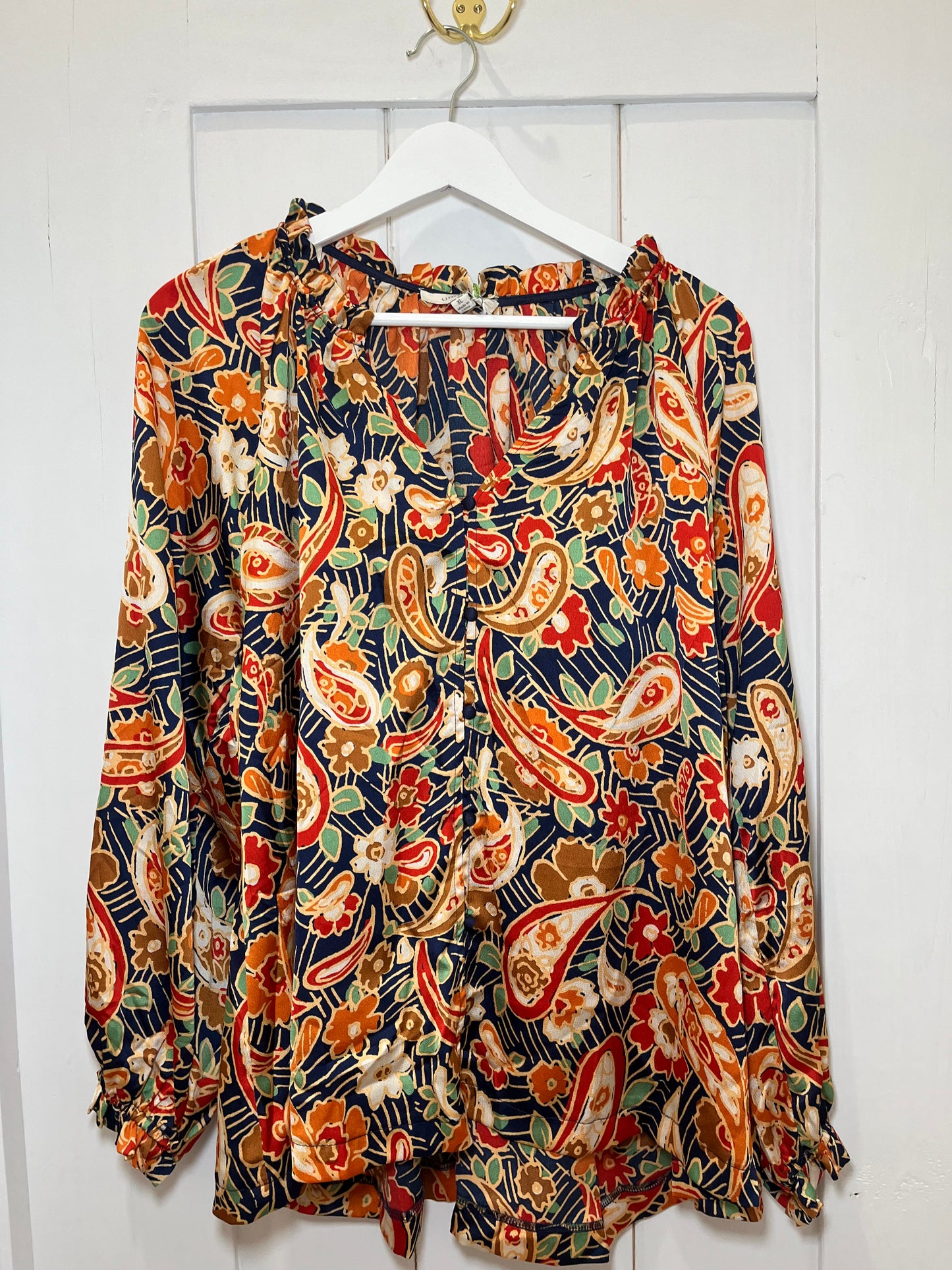 Plus Size Navy Paisley Print Top