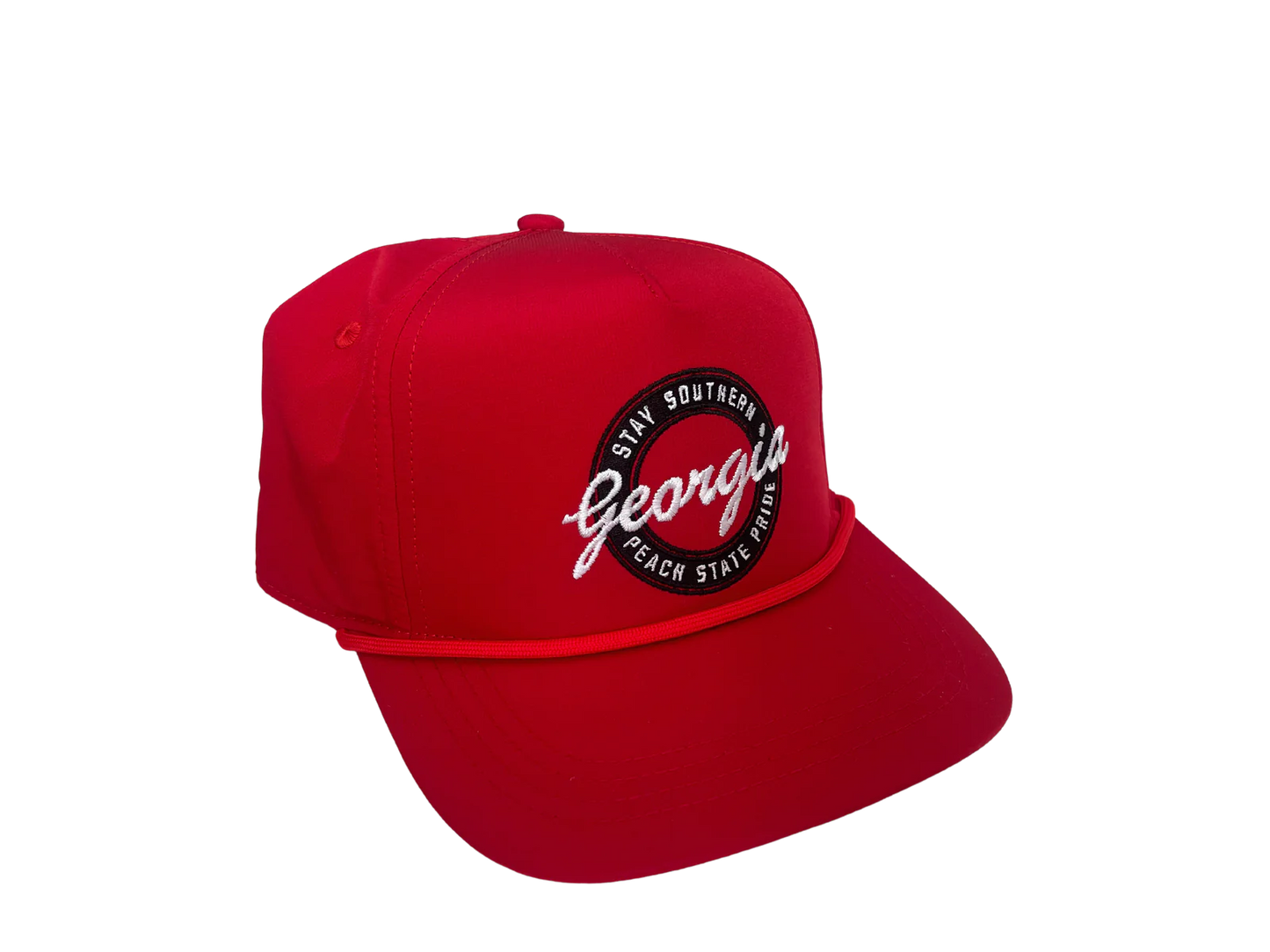 Retro Georgia 5 Panel Performance Rope Hat | Red
