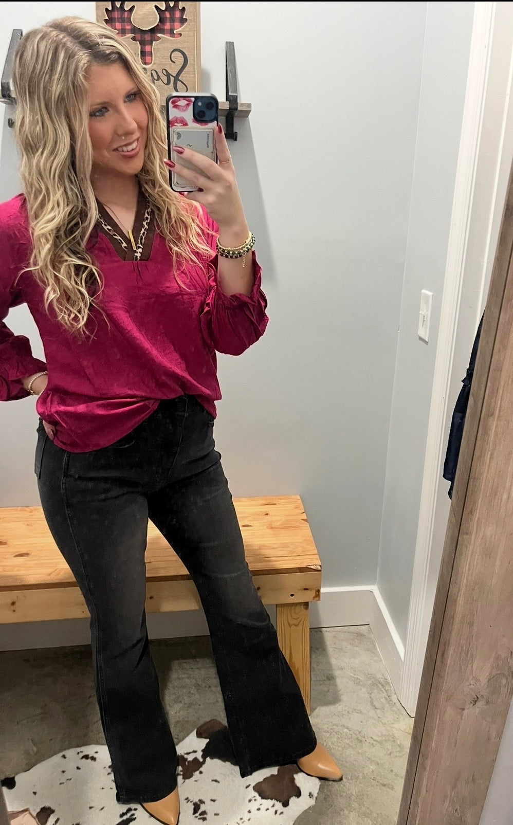 Leopard Trim Violet Top