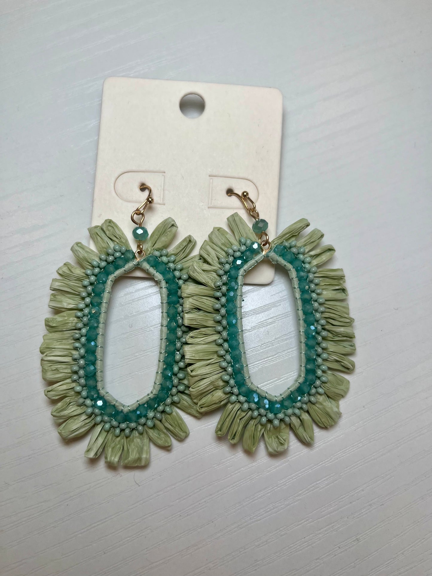 Mint Raffia Earrings