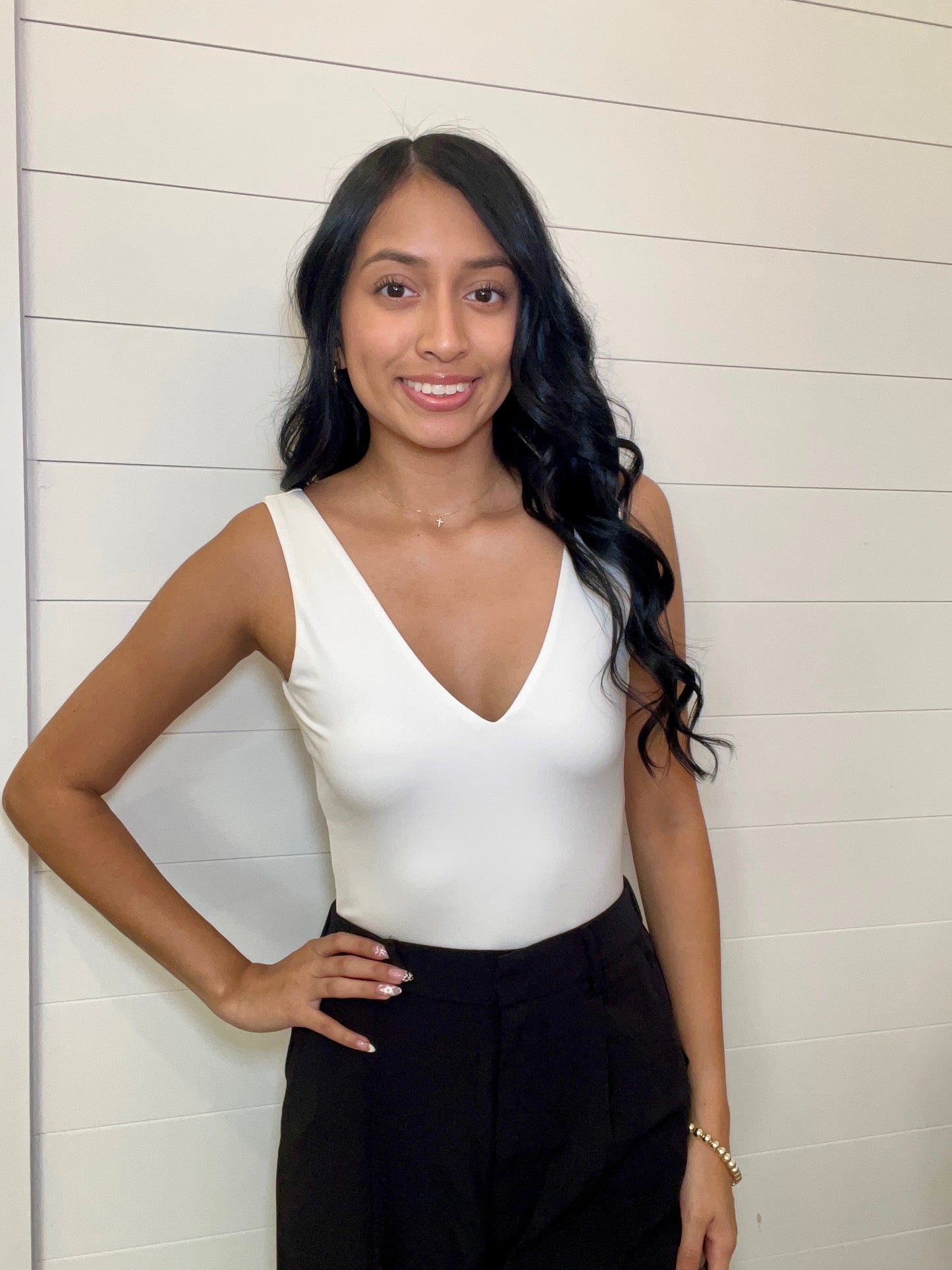 Sleeveless Deep V Bodysuit