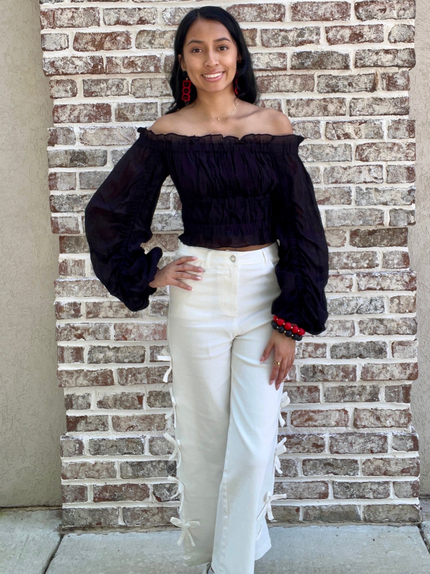 Off Shoulder Shirring Top – J & R Outfitters