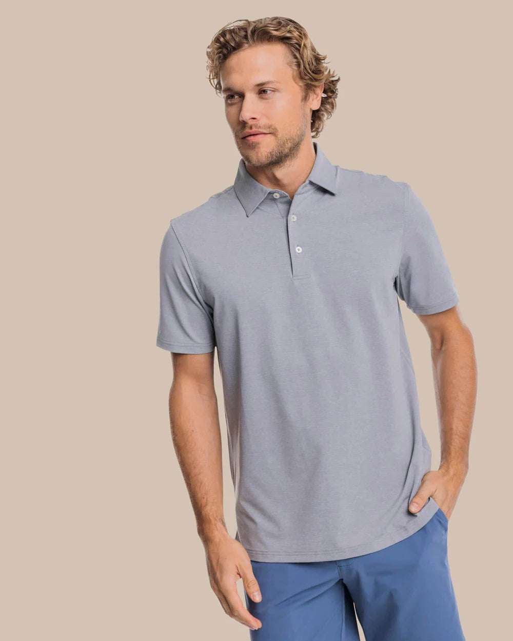 Coastal Breeze Heather Performance Polo | Steel Gray
