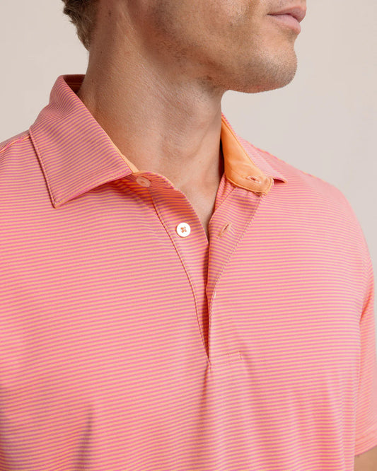Brrr-eeze Meadowbrook Stripe Polo | Cantaloupe
