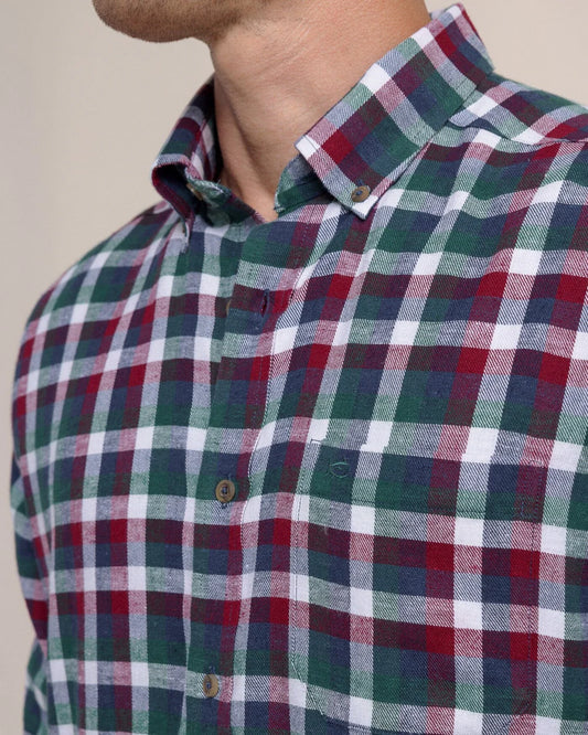 Cobblestone Plaid Beach Flannel Sport Shirt | Muscadine