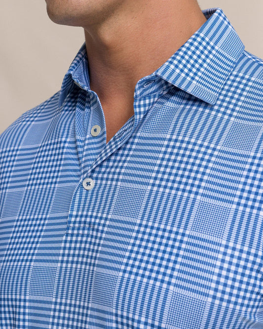 Driver Coral Key Plaid Polo | Nautical Blue