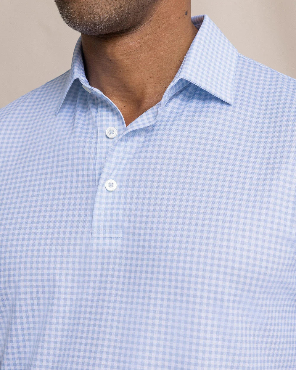 Driver Island View Gingham Polo | Tide Blue