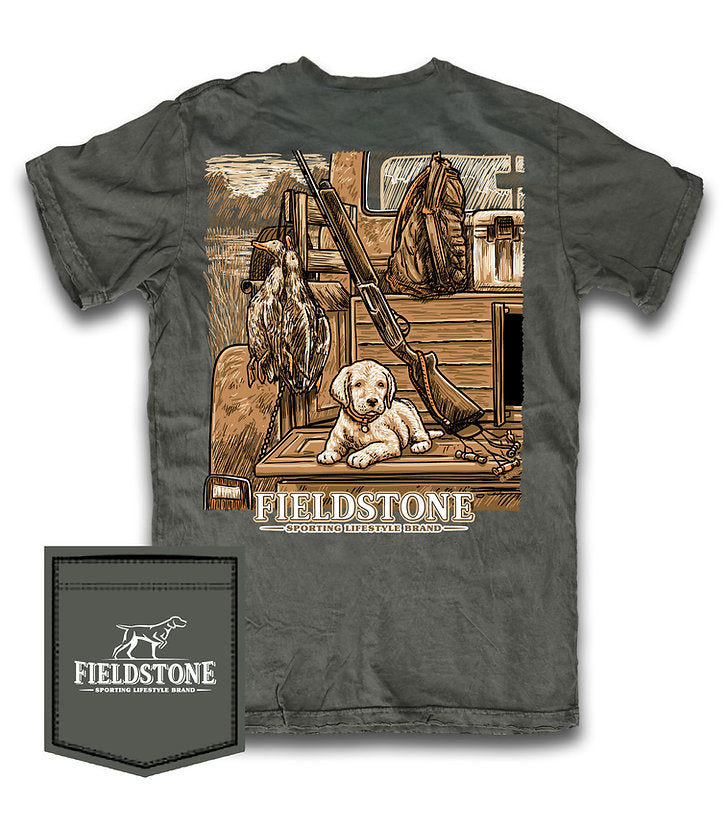 Puppy In Truck Pocket Tee