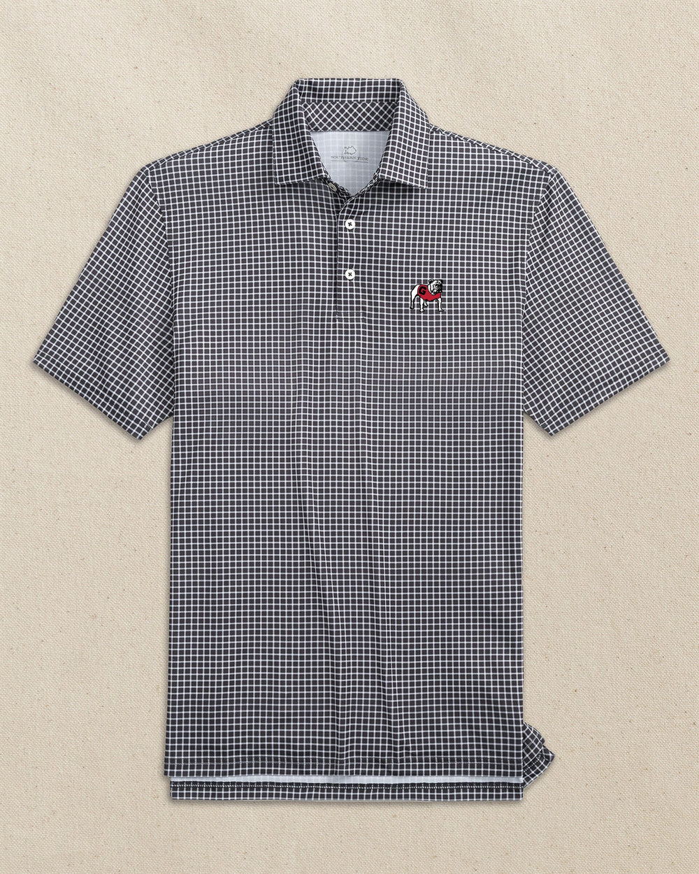 Georgia Bulldogs Driver Dunes Edge Plaid Polo | Black