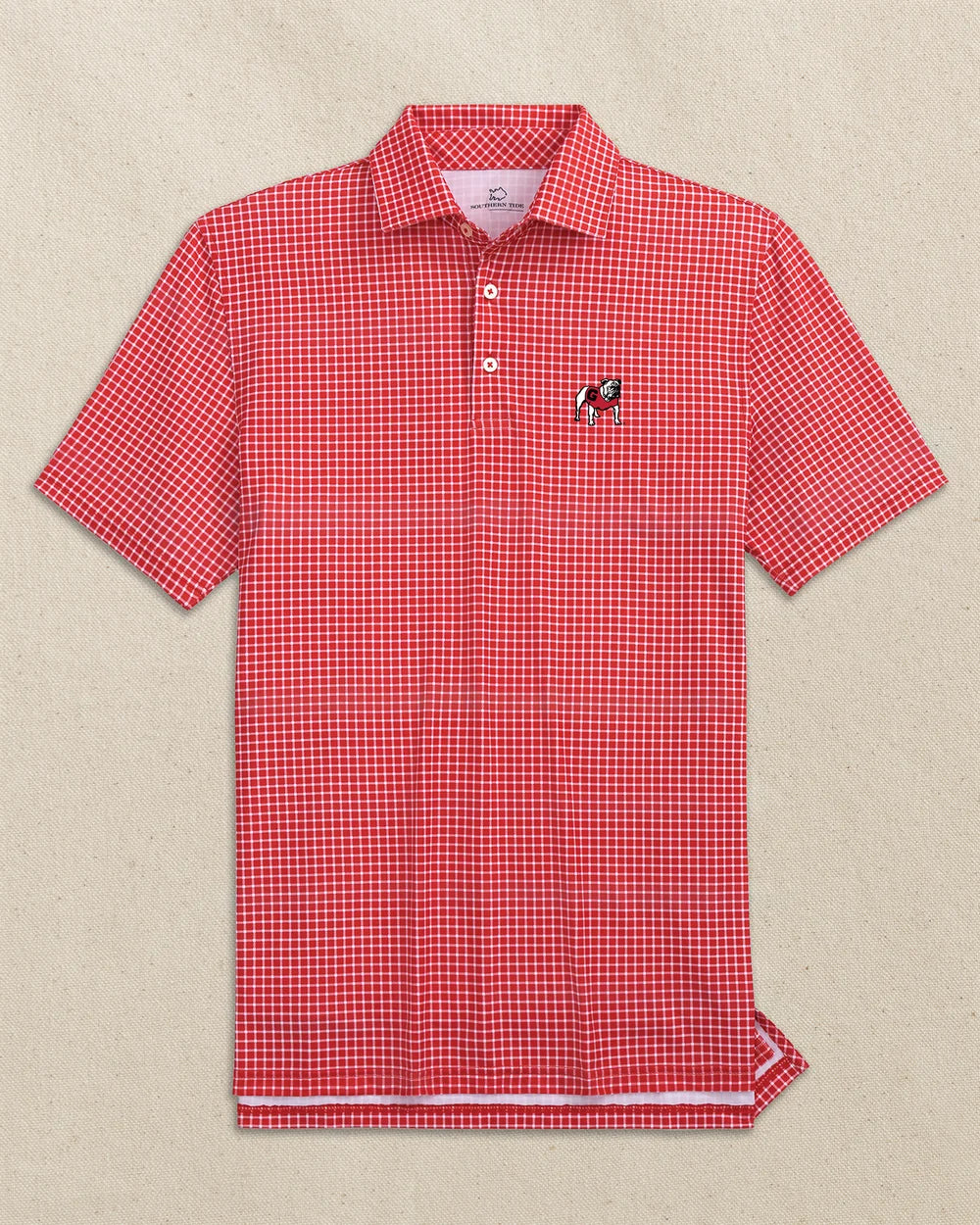 Georgia Bulldogs Driver Dunes Edge Plaid Polo | Red