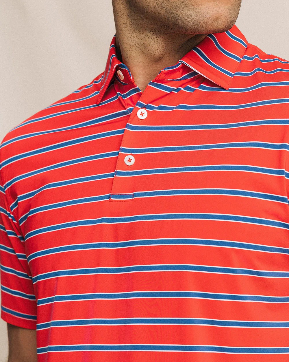 Moonlight Bay Stripe Polo | Channel Marker Red
