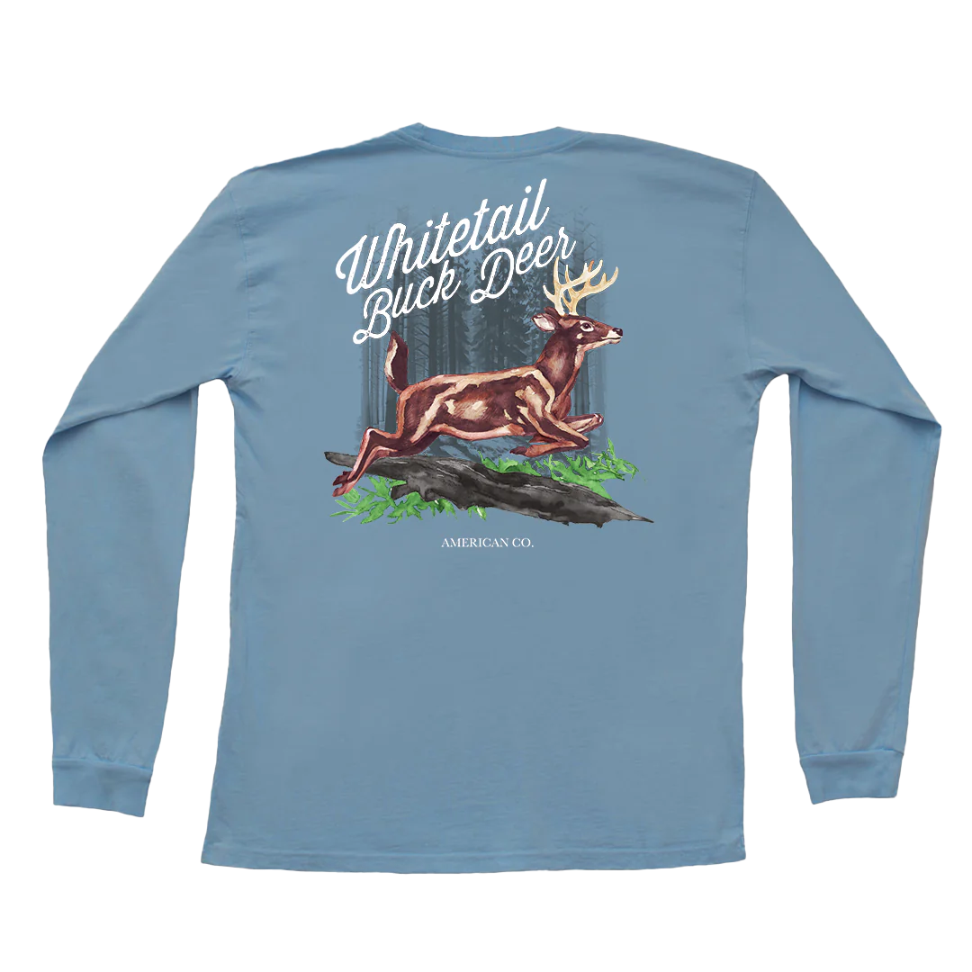 Whitetail Buck Deer Pocket Tee | Slate