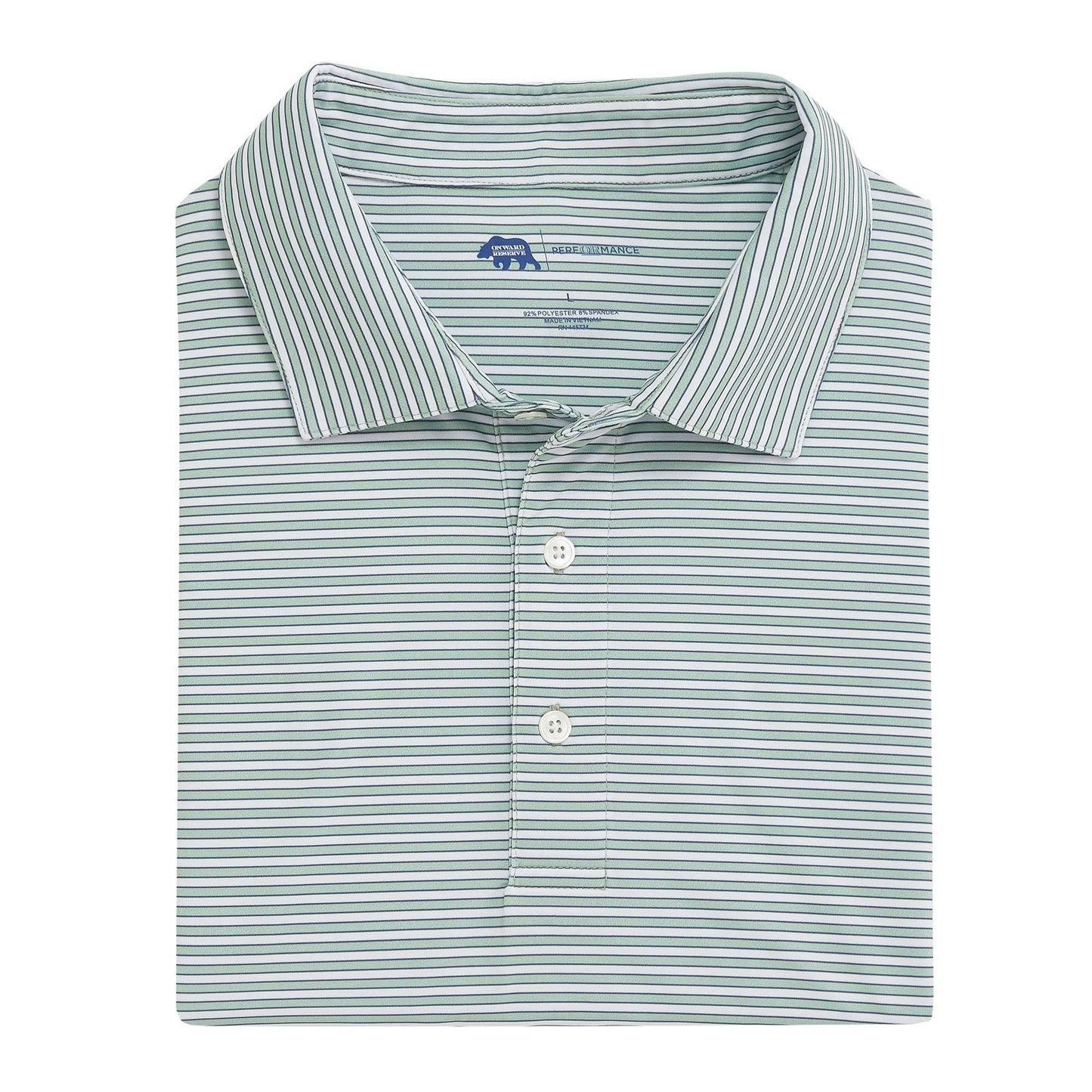 Youth Mulligan Stripe Performance Polo - Frosty Green