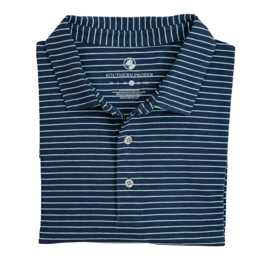 Perdido Stripe Polo - Navy Glass