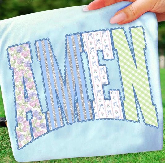 Floral Amen Tee | Chambray