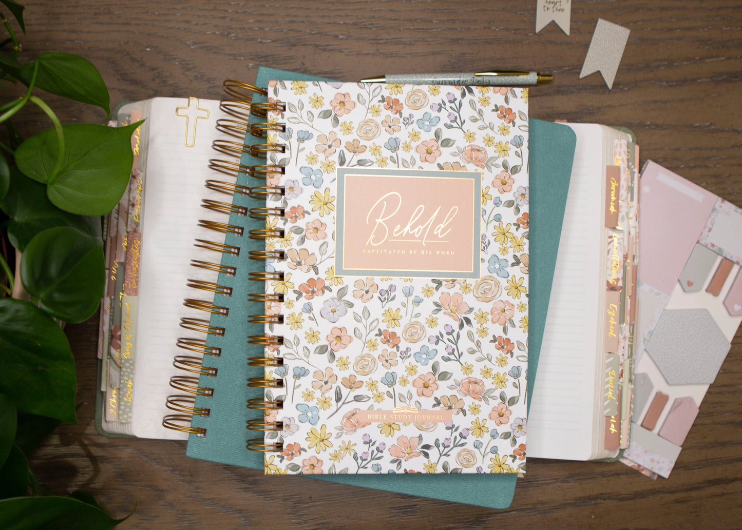 Behold Bible Journal For Verse By Verse Bible Study - White Floral