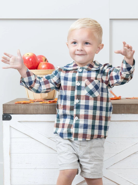 Fall Vintage Plaid Button Up