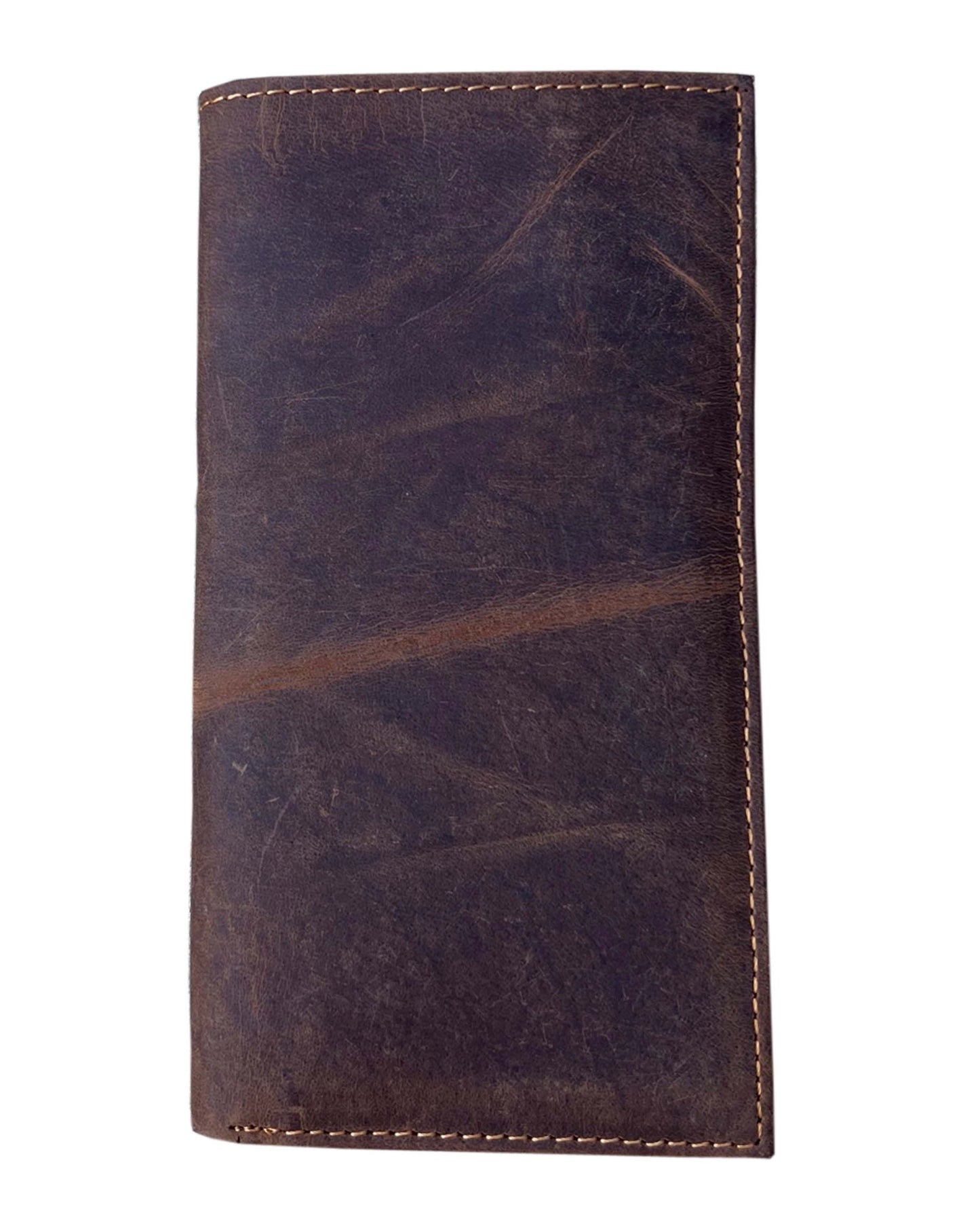 Cowhide Leather Checkbook Wallet | Brown
