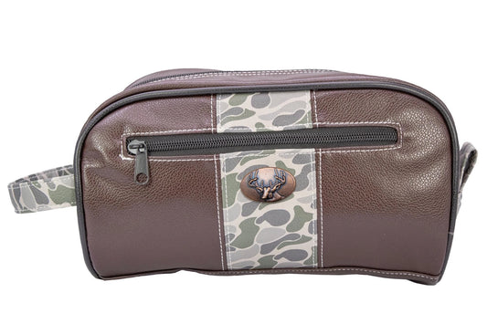 Buck Brown Pebble Old School Camo Toiletry Bag