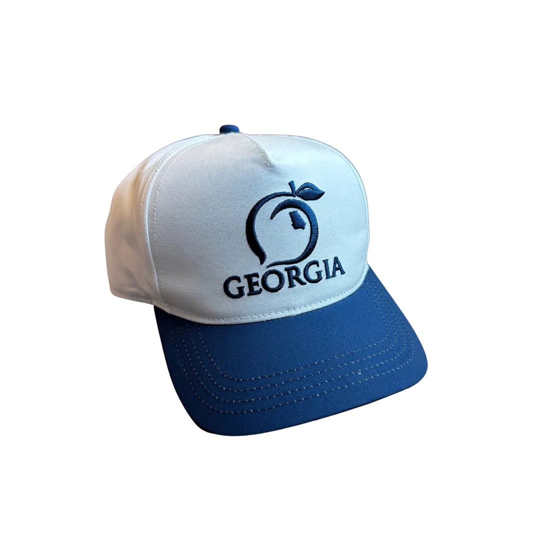 Georgia Peach 5 Panel Performance Rope Hat - Navy & White