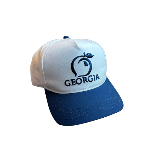 Georgia Peach 5 Panel Performance Rope Hat - Navy & White