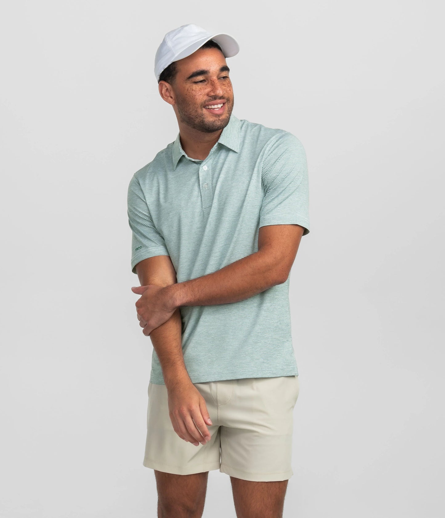 Heather Madison Stripe Polo | Evergreen